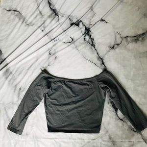 Gray off the shoulder Crop Top